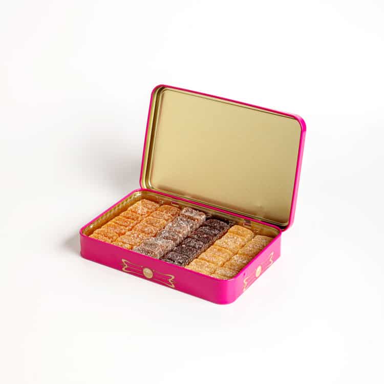 מרמלדות פירות בקופסת פח מאויירת | ורוד