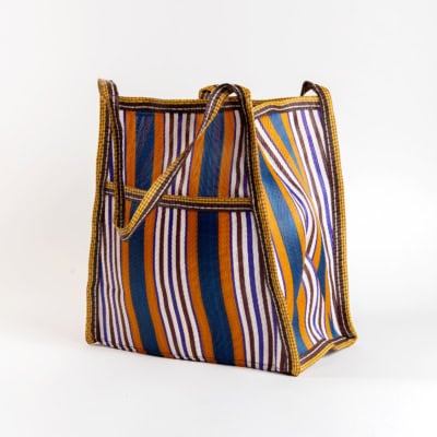 תיק קניות פלסטיק ממוחזר | כתום כחול