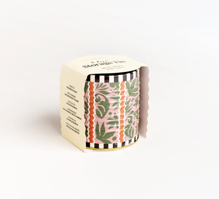 קופסת פח לעטים או מזלגות | ורוד עלים